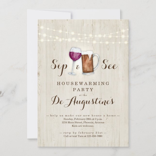 Convites Beer & Wine Sip and See Housearming Party (Frente)