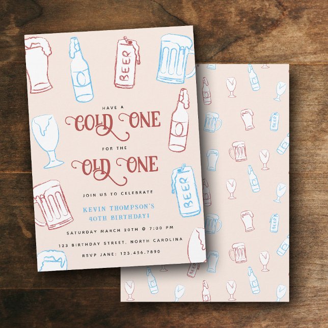 Convites Beers Rustic Hand Drawn Whimsical Beer Birthday (Beers Rustic Hand Drawn Whimsical Beer Birthday Invitation)