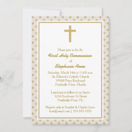 Convites bege comunitário com Bolinhas Douradas