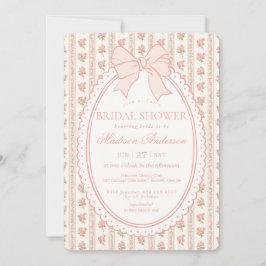 Convites Bege e Rosa Claro Vintage Chuveiro de Noiva Floral