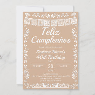 Convites Bege Feliz Cumpleaños 40º Aniversário 