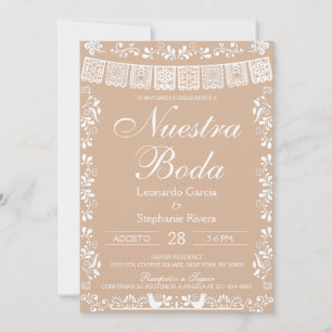 Convites Bege Nossa Noiva Papel Picado Casamento