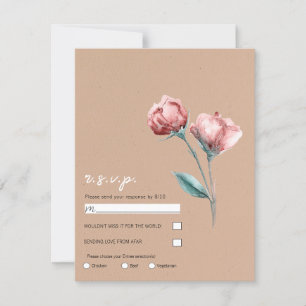 Convites Bege Pêssego Floral Aquarela Casamento RSVP