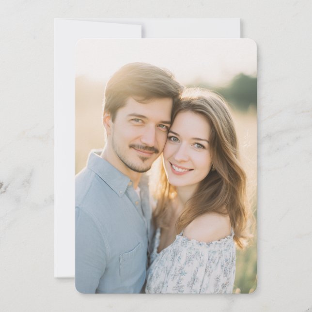 Convites Bege Romântico Natural Foto (Frente)