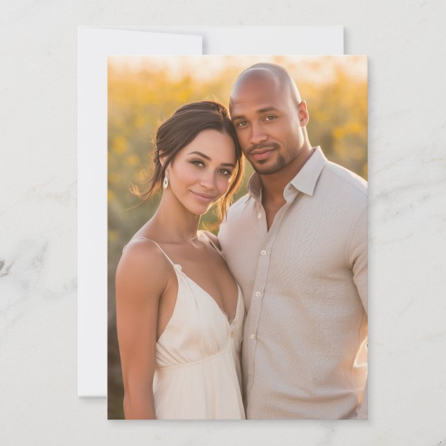 Convites Bege Romântico Natural Foto (Frente)