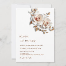 Bege Rosa Dourado Flores 3D Simples