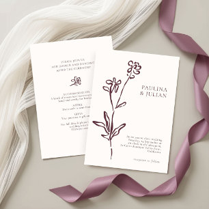 Convites Bege Rosado & Mauve Empoeirado Combo de Casament