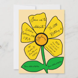 Convites Beige 60th Birthday Dourado Doodle Flower