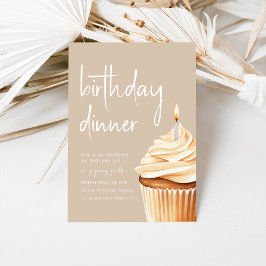 Convites Beige Birthday Janta com Cupcake