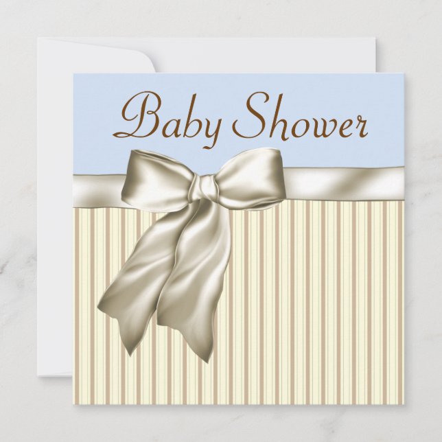 Convites Beige Blue Brown Baby Shower Invtions (Frente)