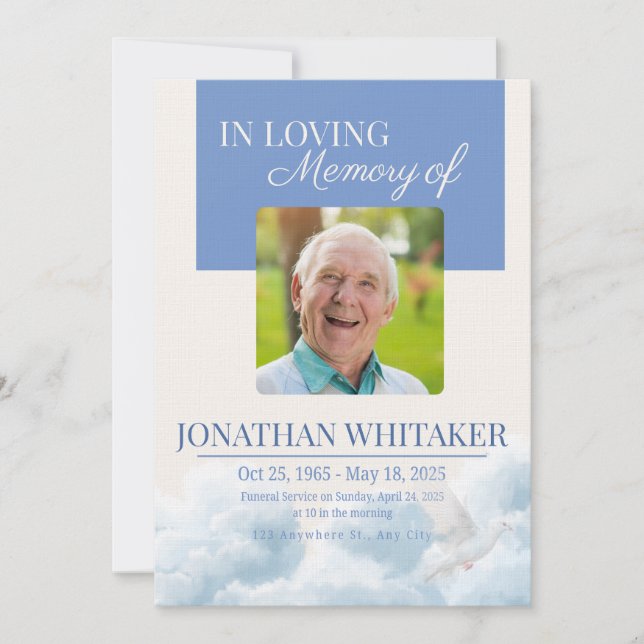 Convites Beige & Blue Sky Funeral Invitation Template (Frente)