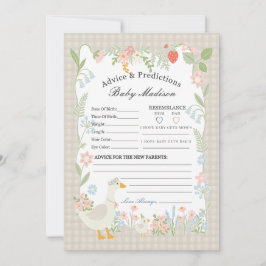 Convites Beige Bobo Goose Floral Gingham Advice para Bebê