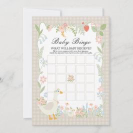 Convites Beige Bobo Goose Floral Gingham Baby Bingo Game