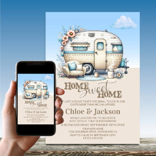 Convites Beige Caravan Engraçado Festa de Aquecimento Domés