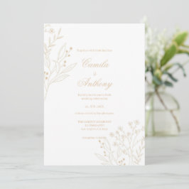 Convites Beige Corner Floral Boho Wedding