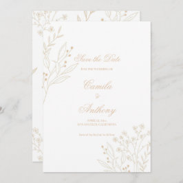 Convites Beige Corner Floral Boho Wedding