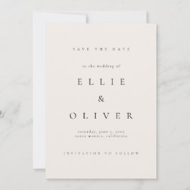 Convites Beige Cream e Black Elegant Boho Salvar a Data