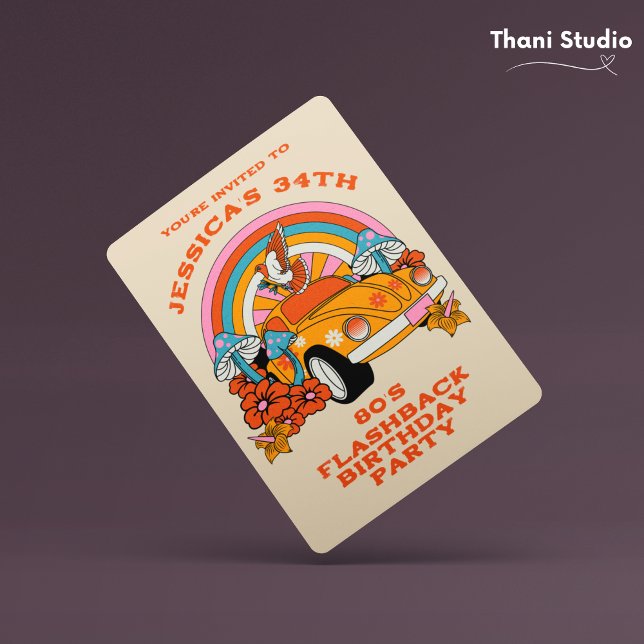 Convites Beige da Festa de aniversário retrorreflectora da  (Criador carregado)