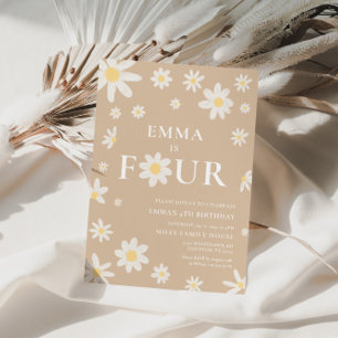 Convites Beige Daisy Quarto Quarto e Quarto Aniversário