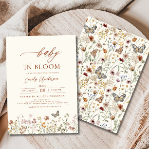 Convites Beige de Flor Selvagem em Beige de Chá de fraldas