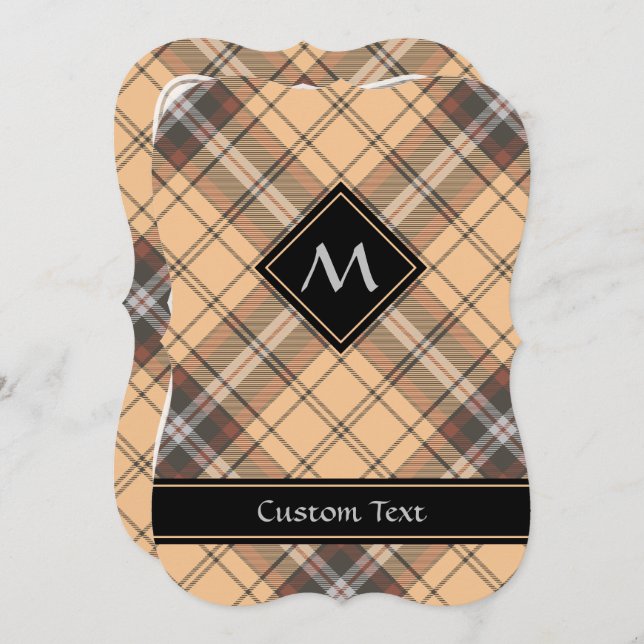Convites Beige e Brown Tartan (Frente/Verso)