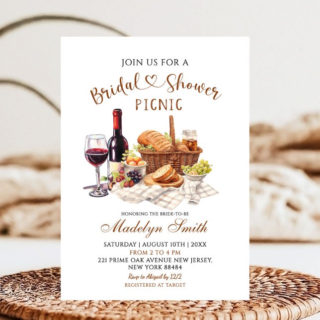 Convites Beige Earth Tone Bridal Shower Picnic Party (Criador carregado)