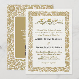 Convites Beige Elegant Islamic Wedding Nikah com código QR