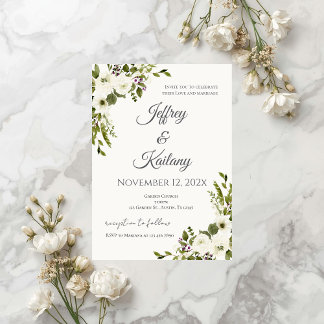 Convites Beige Flowers Wedding