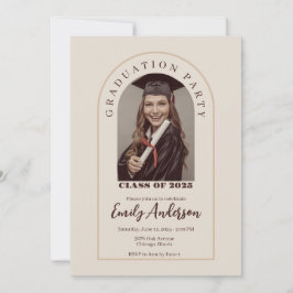 Convites Beige graduation card with photo