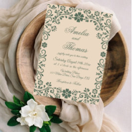 Convites Beige Green Talavera Wedding