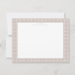 Convites Beige Grid Frame Note Card
