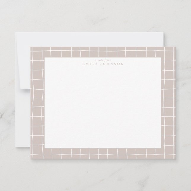 Convites Beige Grid Frame Note Card (Frente)