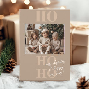 Convites Beige Ho Ho e Photo Christmas