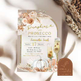 Convites Beige Ivory Boho Pumpkin e Chá de panela Prosecco