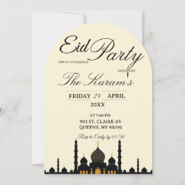 Convites Beige Minimalist elegant Eid Party Invitation Card