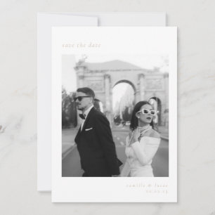 Convites Beige Minimalist Elegant Photo Save the date (Imag