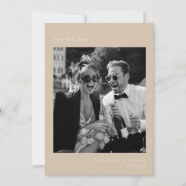 Convites Beige Minimalist Elegant Photo Save the date (Imag