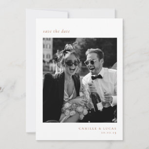 Convites Beige Minimalist Elegant Photo Save the date (Imag