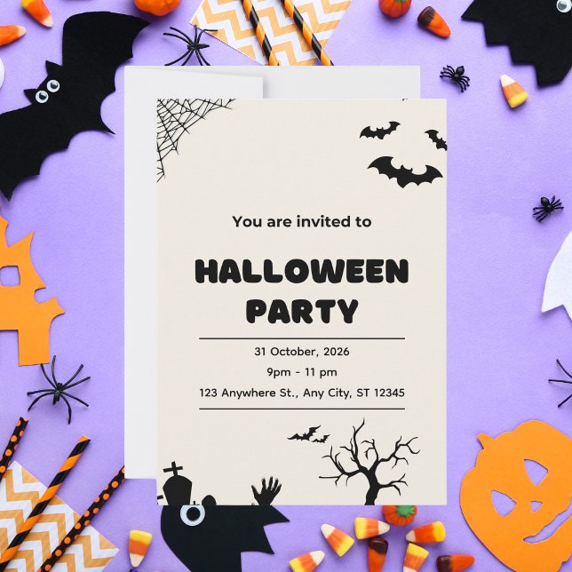 Convites Beige Modern Halloween Party (Criador carregado)