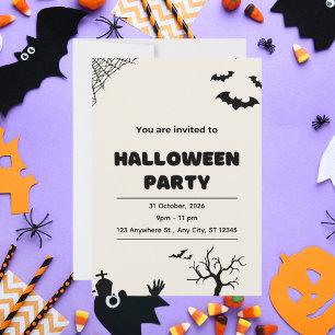 Convites Beige Modern Halloween Party
