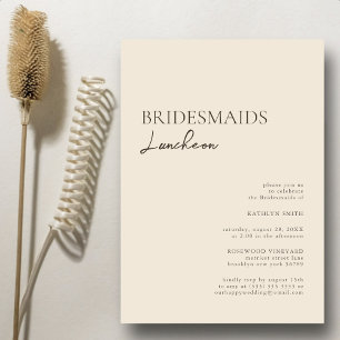 Convites Beige Modern Whimsical Script Bridesmaids Luncheon