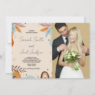 Convites Beige Orange Wedding Inviting com foto