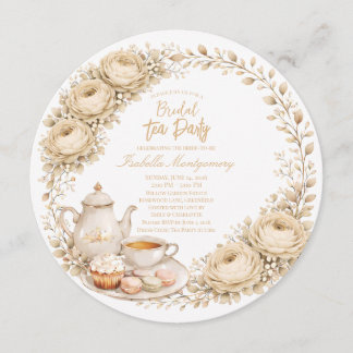 Convites Beige Palette Tea Party Bridal Shower