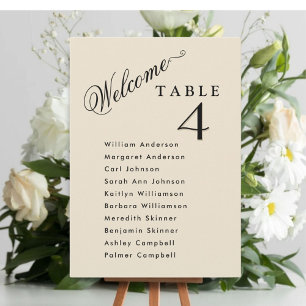 Convites Beige, Placas de Casamento com Nomes de Convidado