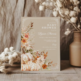 Convites Beige Pumpkin Gênero Chá de fraldas neutro