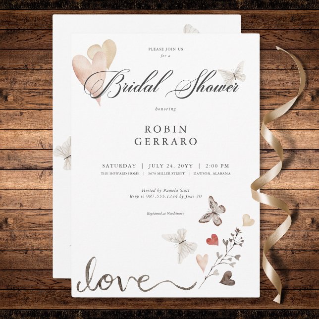 Convites Beige Rustic Boho Love Chá de panela (Beige Rustic Boho Love Bridal Shower Invitation)