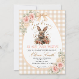 Convites Beige Some Bunny is on the Way Baby Shower
