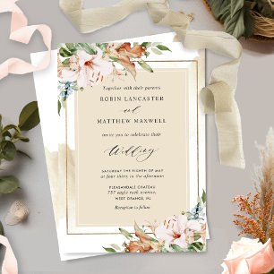 Convites Beige Watercolor e Terthy Floral Casamento