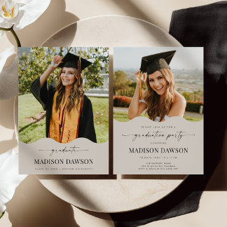 Convites Beige Wave Graduation Party Invite Announcement