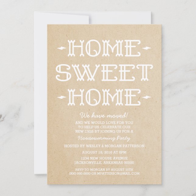 Convites Beige Whimsical Sweet Home Housearming Party (Frente)